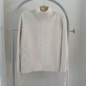 GAP Cream Turtleneck Cable Knit Sweater